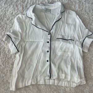 Dress Forum White Blouse with Black Trim